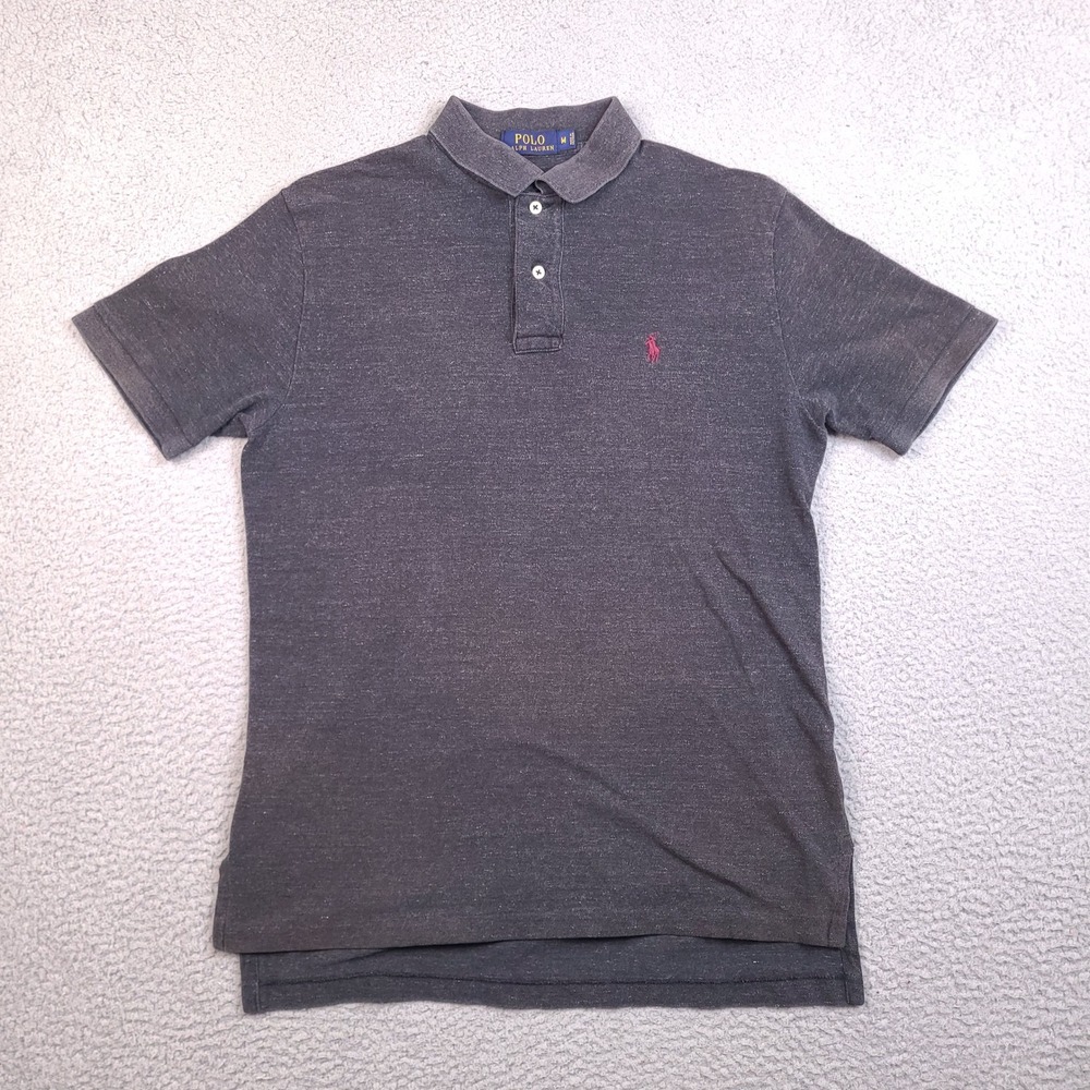 Polo Ralph Lauren Polo Shirt Mens‎ Medium Gray Heather Short Sleeve Red Pony